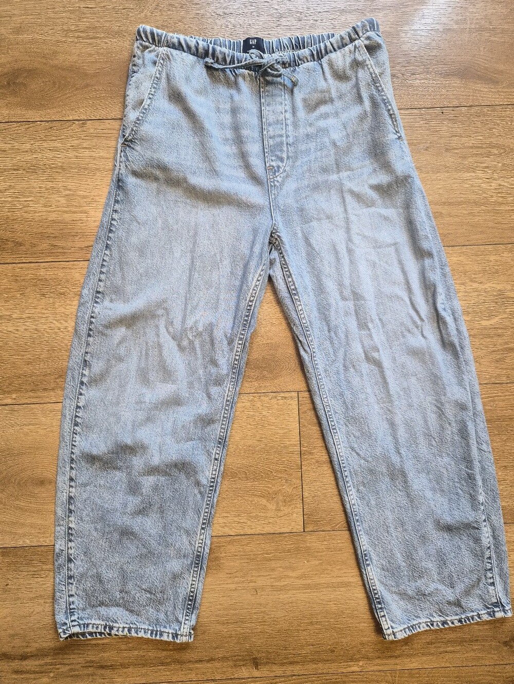 [NWOT] GAP High Rise Easy Barrel Jeans Medium Elastic Waist Light Indigo Womens - Picture 6 of 11